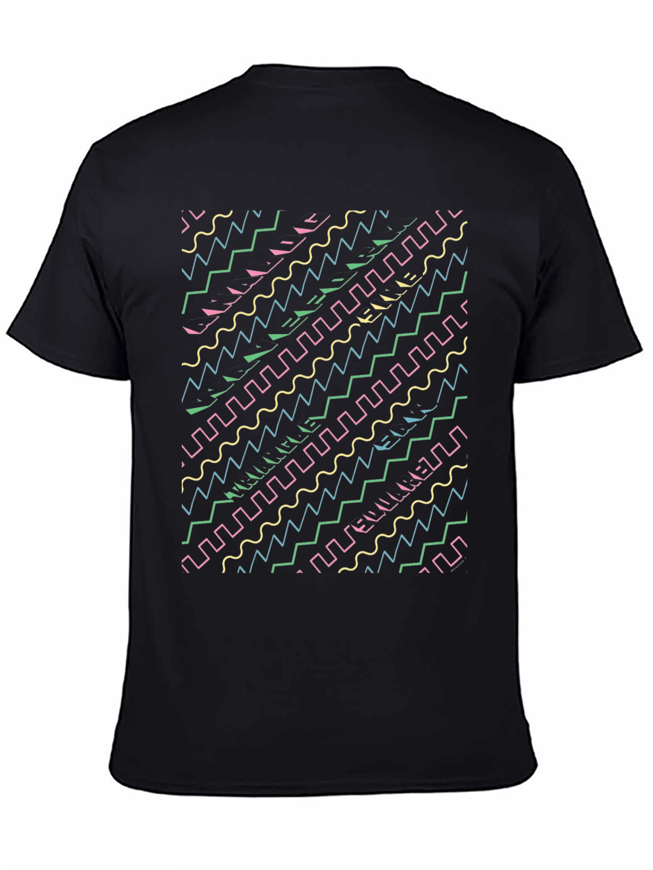 Retro Wave Pattern T-Shirt - Black
