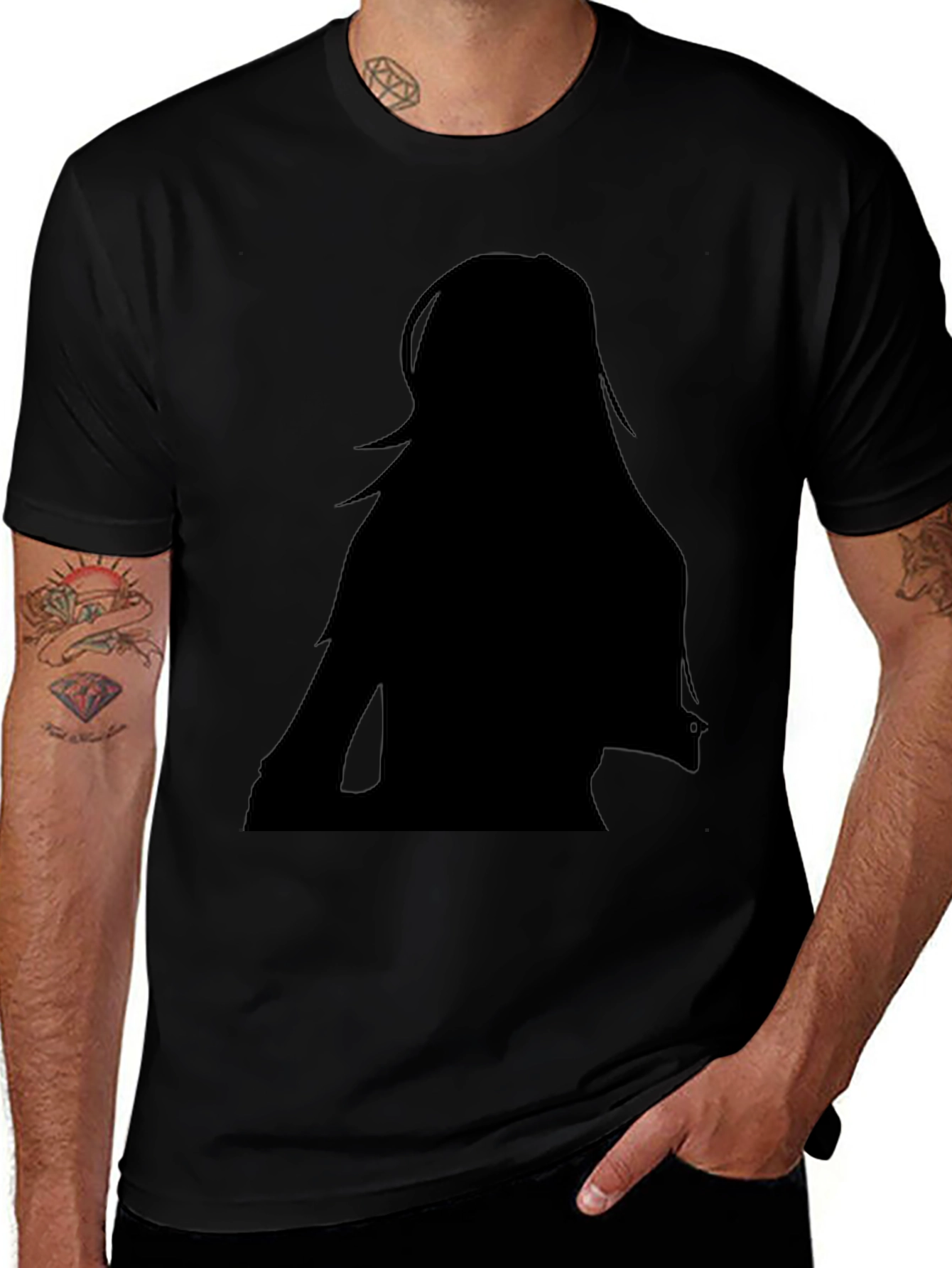 Silhouette Graphic Tee - Stylish Black Cotton T-Shirt