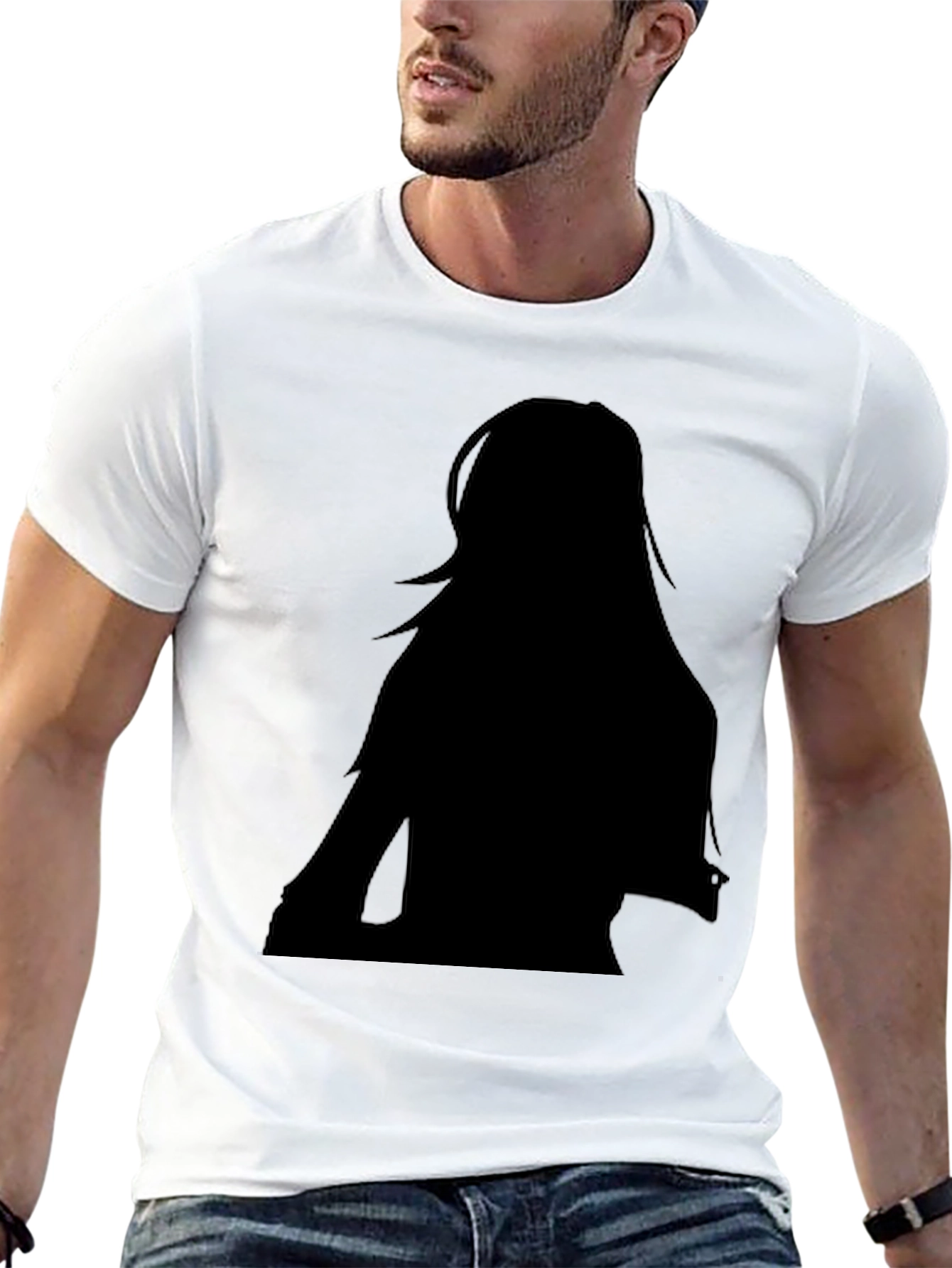 Silhouette Graphic Tee - Stylish Black Cotton T-Shirt