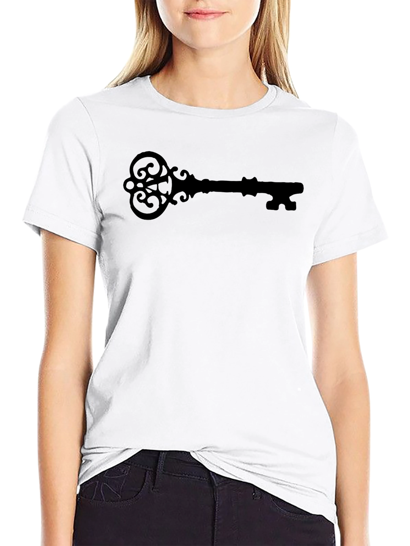 Ornate Key Graphic T-Shirt - Classic Black Tee