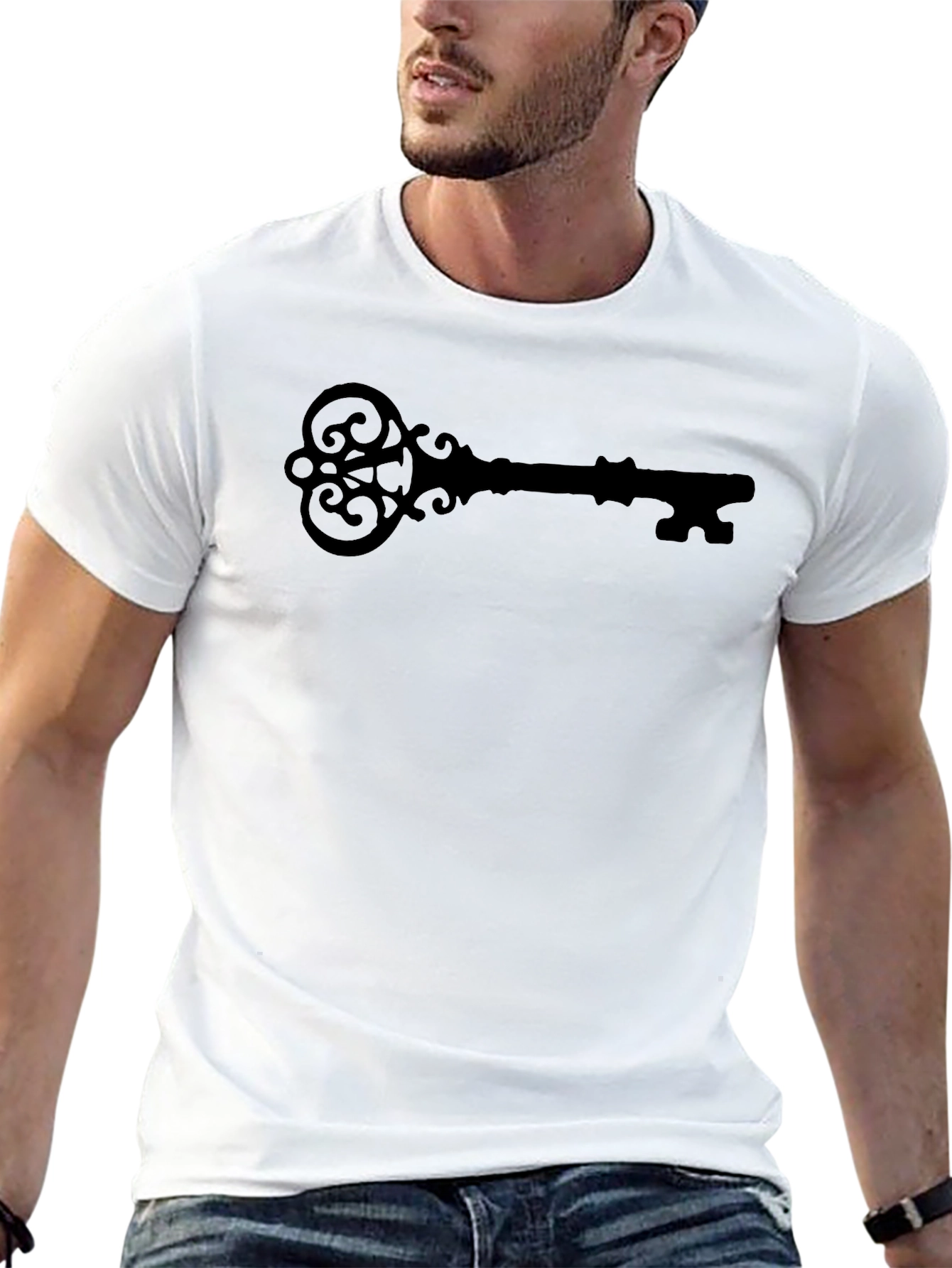 Ornate Key Graphic T-Shirt - Classic Black Tee