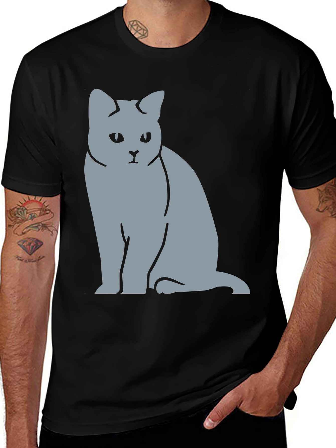 Sad Cat Graphic T-Shirt - Unisex Black Tee