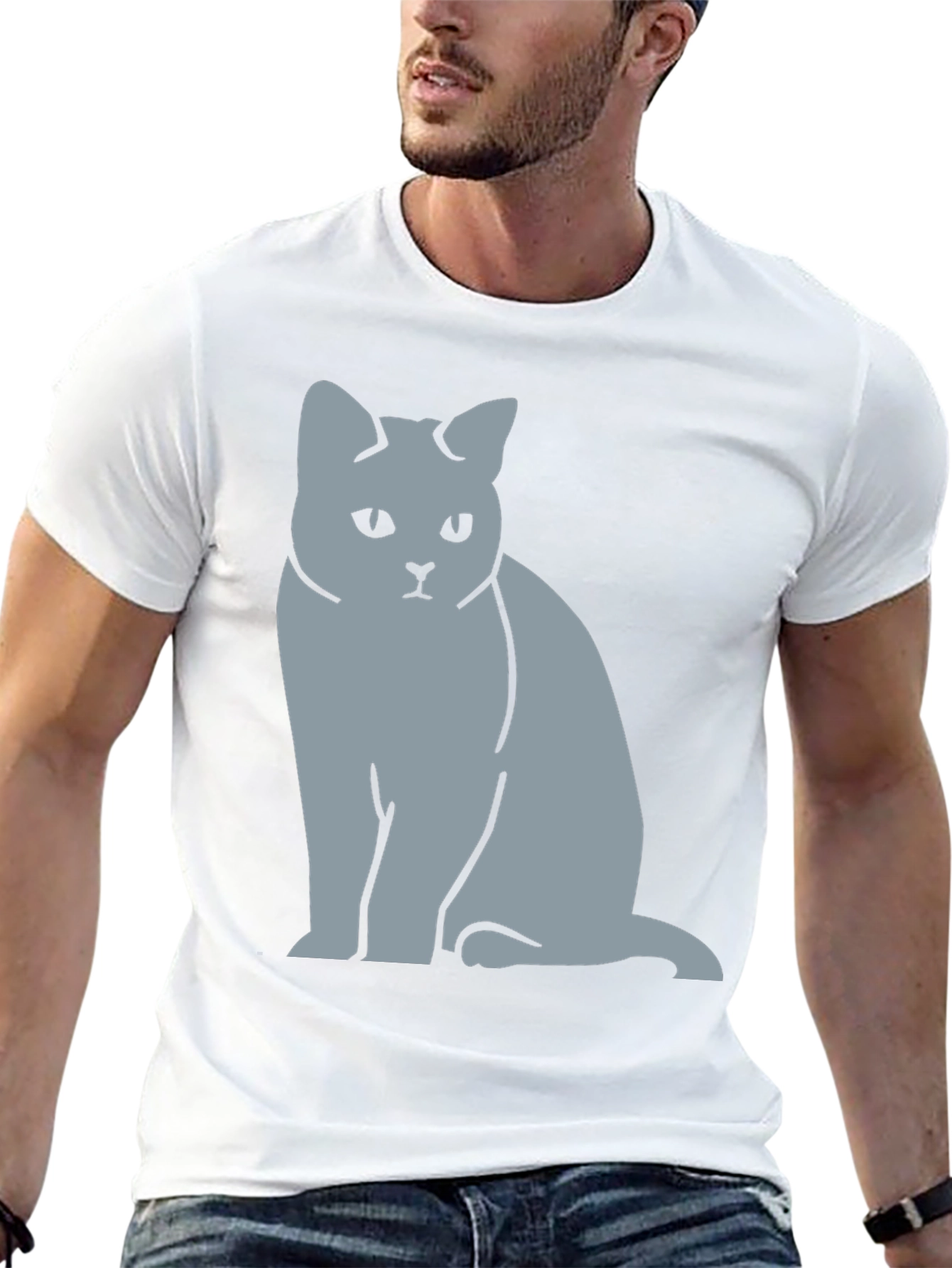 Sad Cat Graphic T-Shirt - Unisex Black Tee