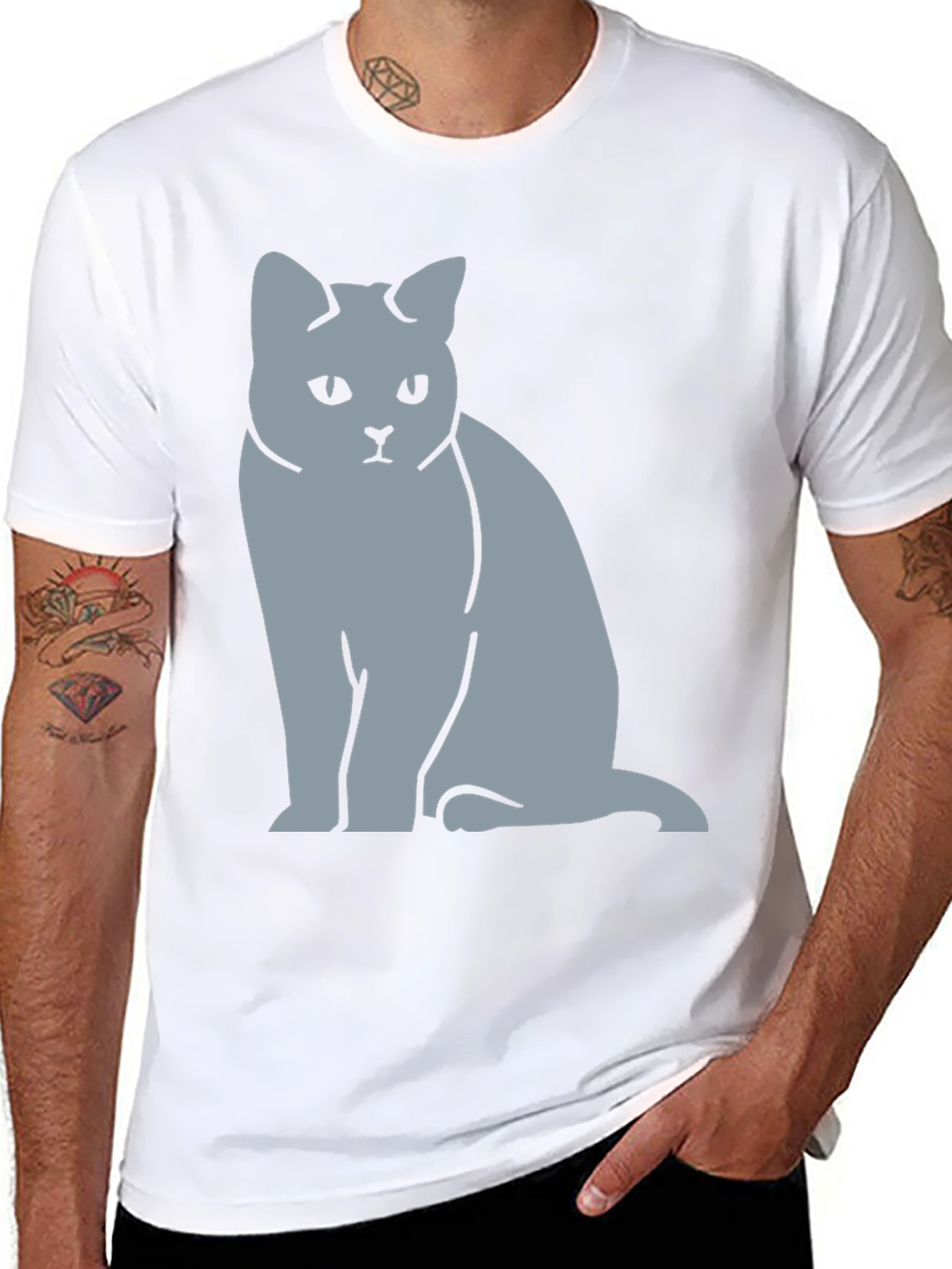 Sad Cat Graphic T-Shirt - Unisex Black Tee