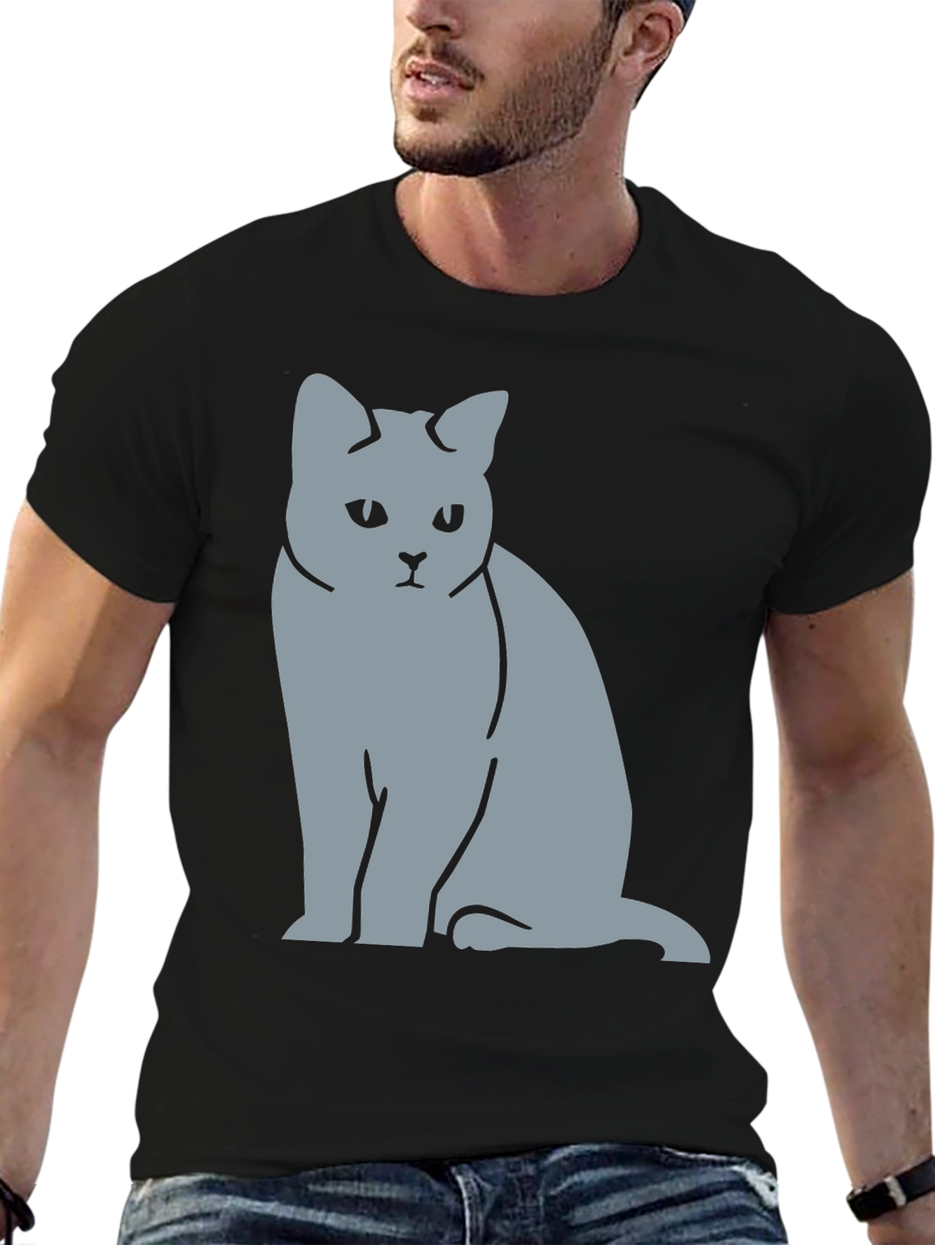 Sad Cat Graphic T-Shirt - Unisex Black Tee