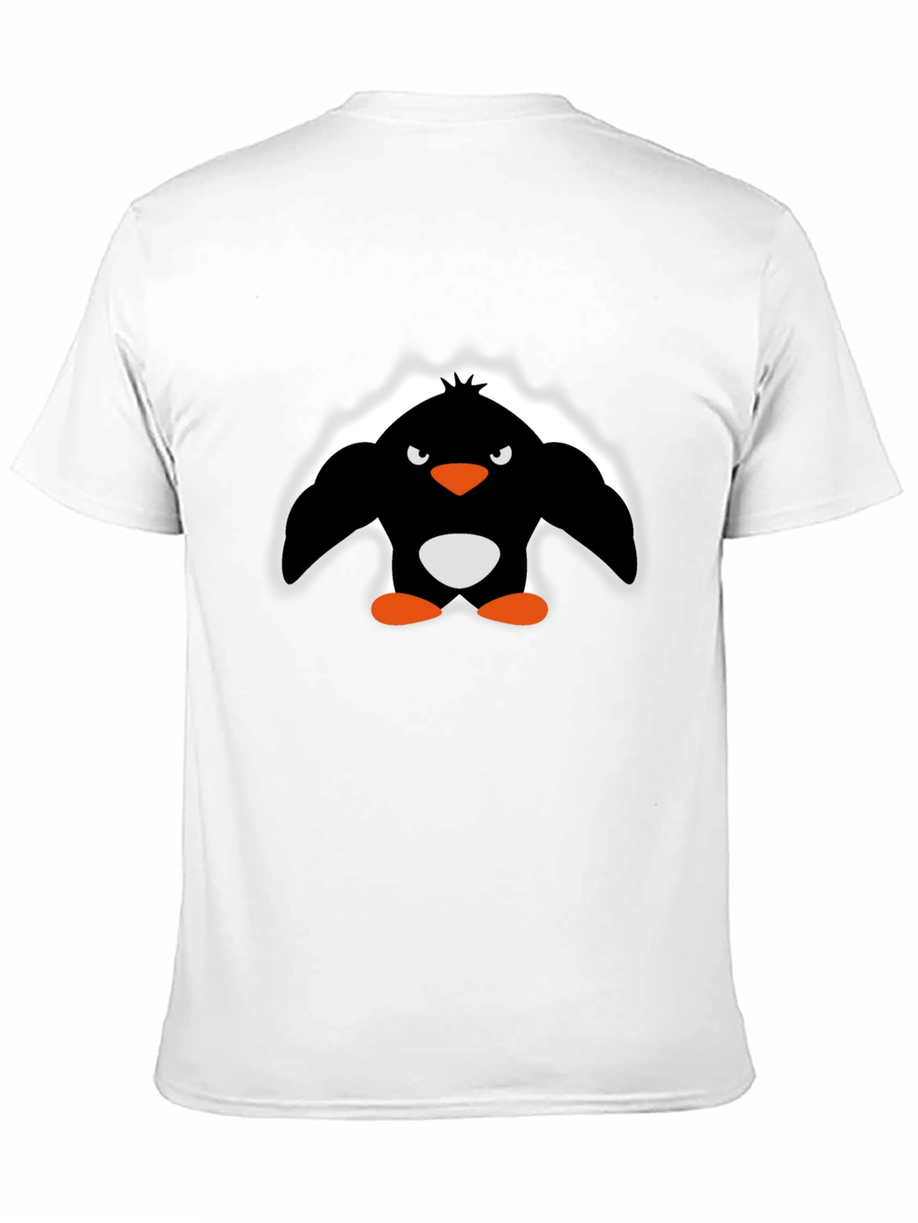 Angry Penguin Graphic Print Black T-Shirt