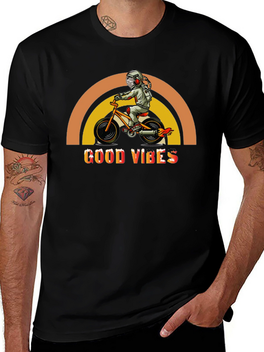 Good Vibes Spaceman on Bike Graphic Tee