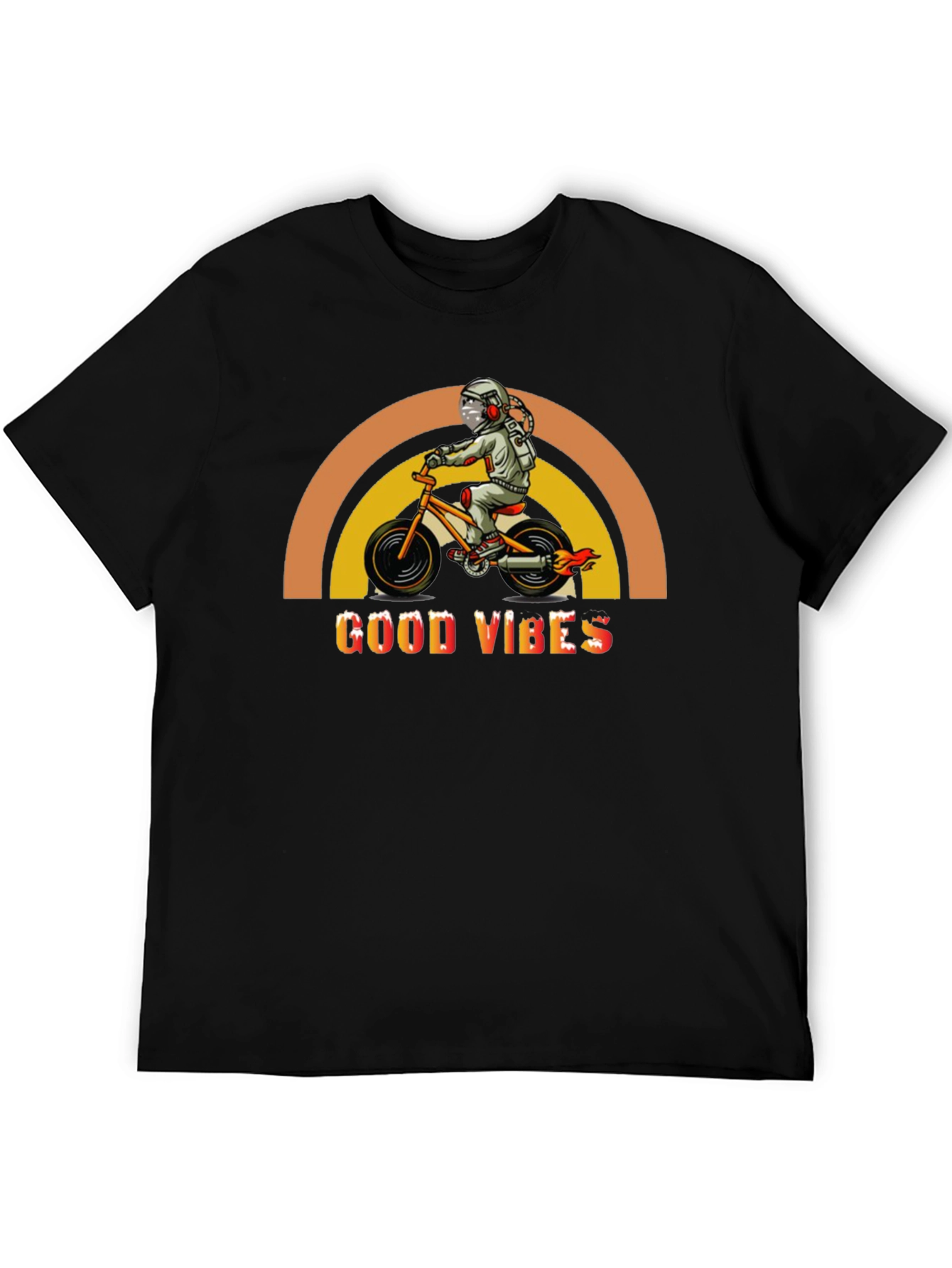Good Vibes Spaceman on Bike Graphic Tee