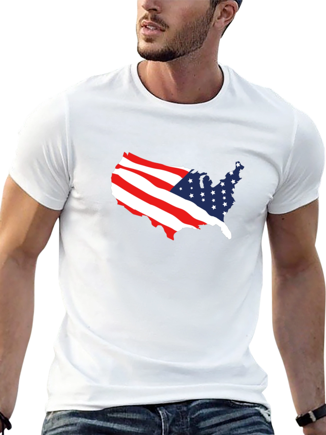 American Flag USA Map Graphic T-Shirt