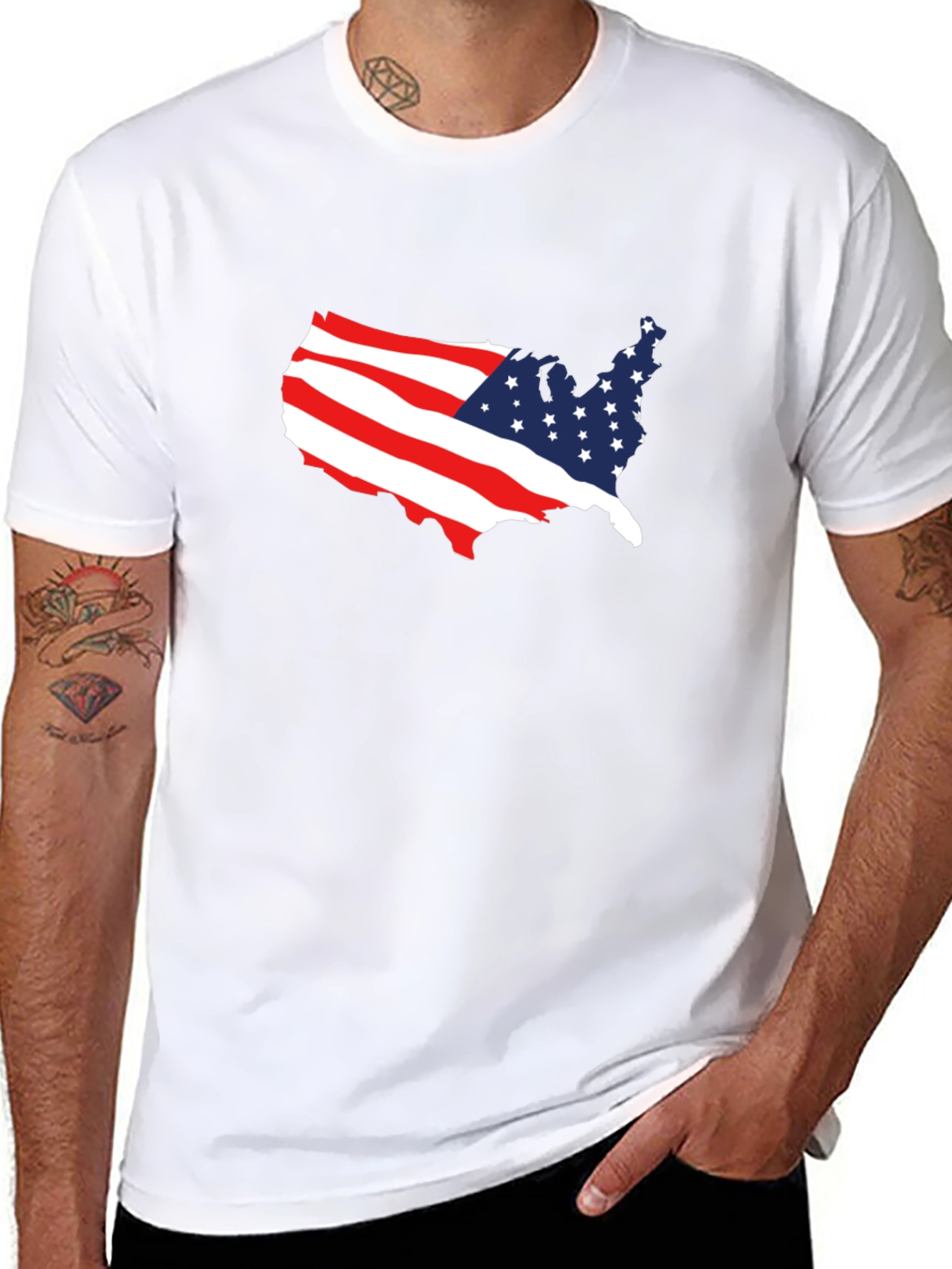 American Flag USA Map Graphic T-Shirt