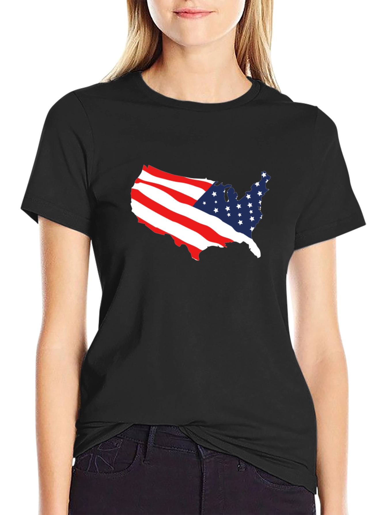American Flag USA Map Graphic T-Shirt
