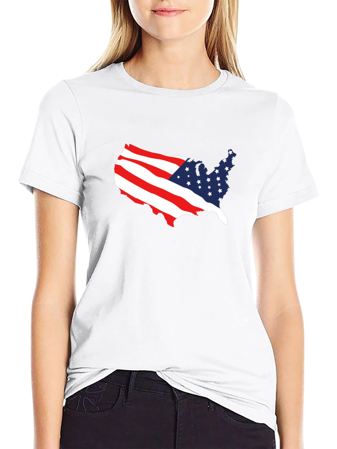 American Flag USA Map Graphic T-Shirt