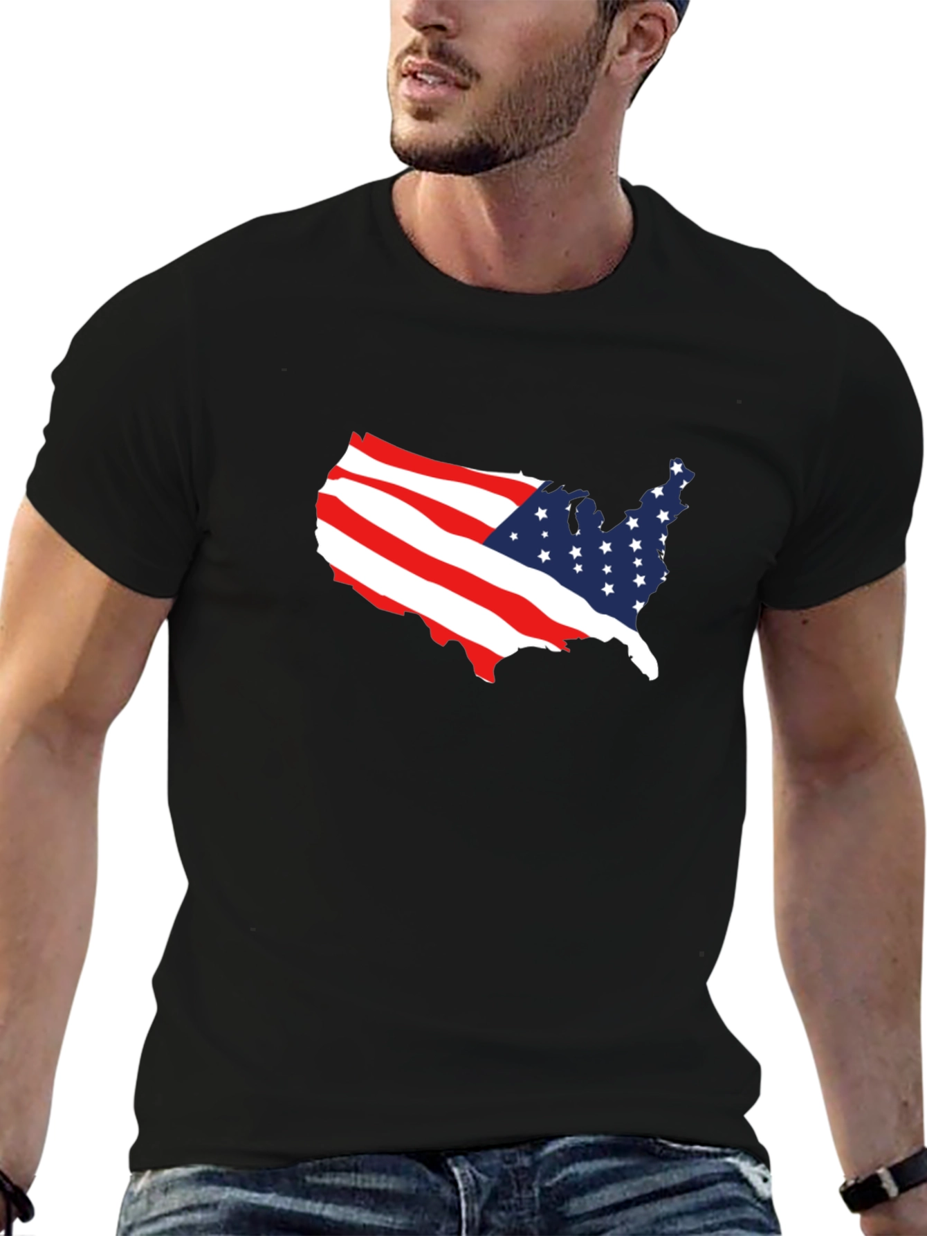 American Flag USA Map Graphic T-Shirt