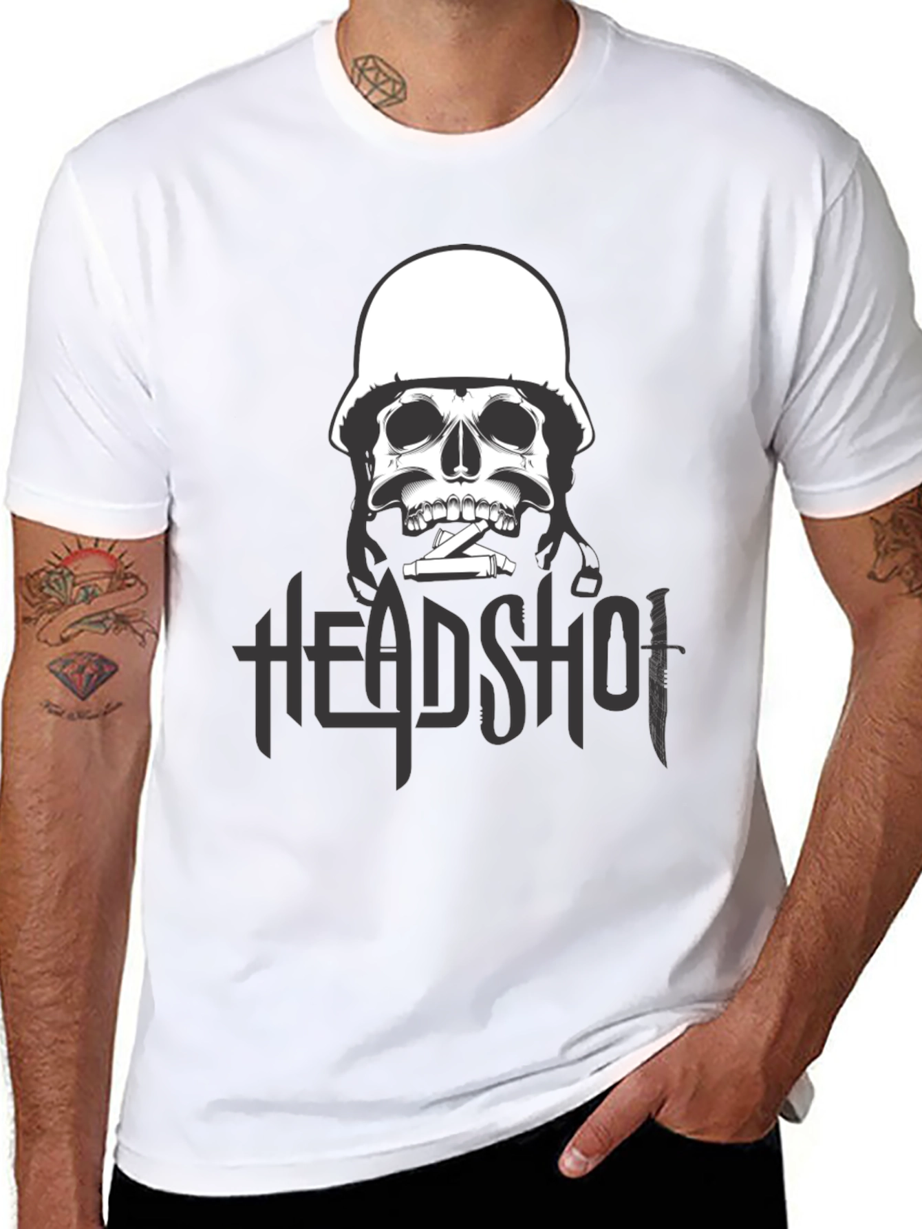Edgy Skull Headshot Graphic Print T-Shirt