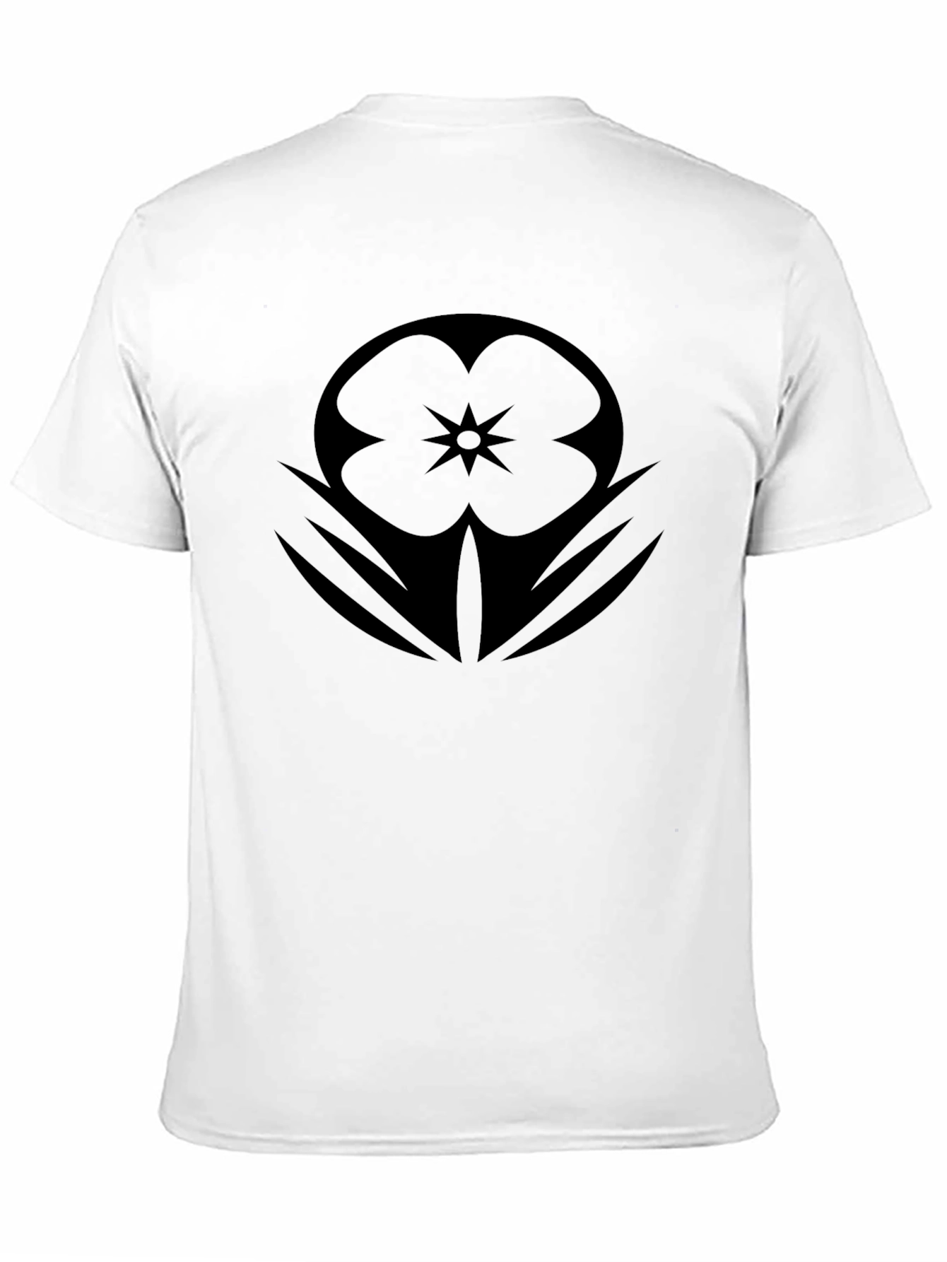 Mens Black Graphic Tee - Floral Star Design