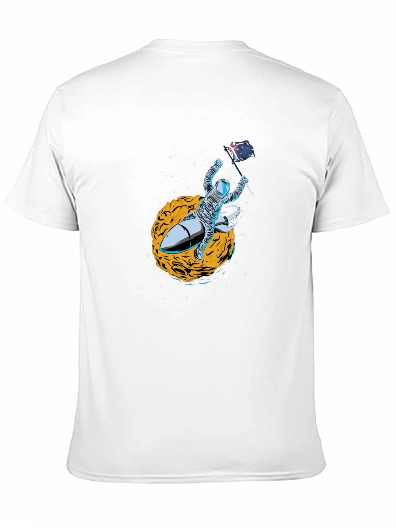 Astronaut Flag Rocket Black T-Shirt
