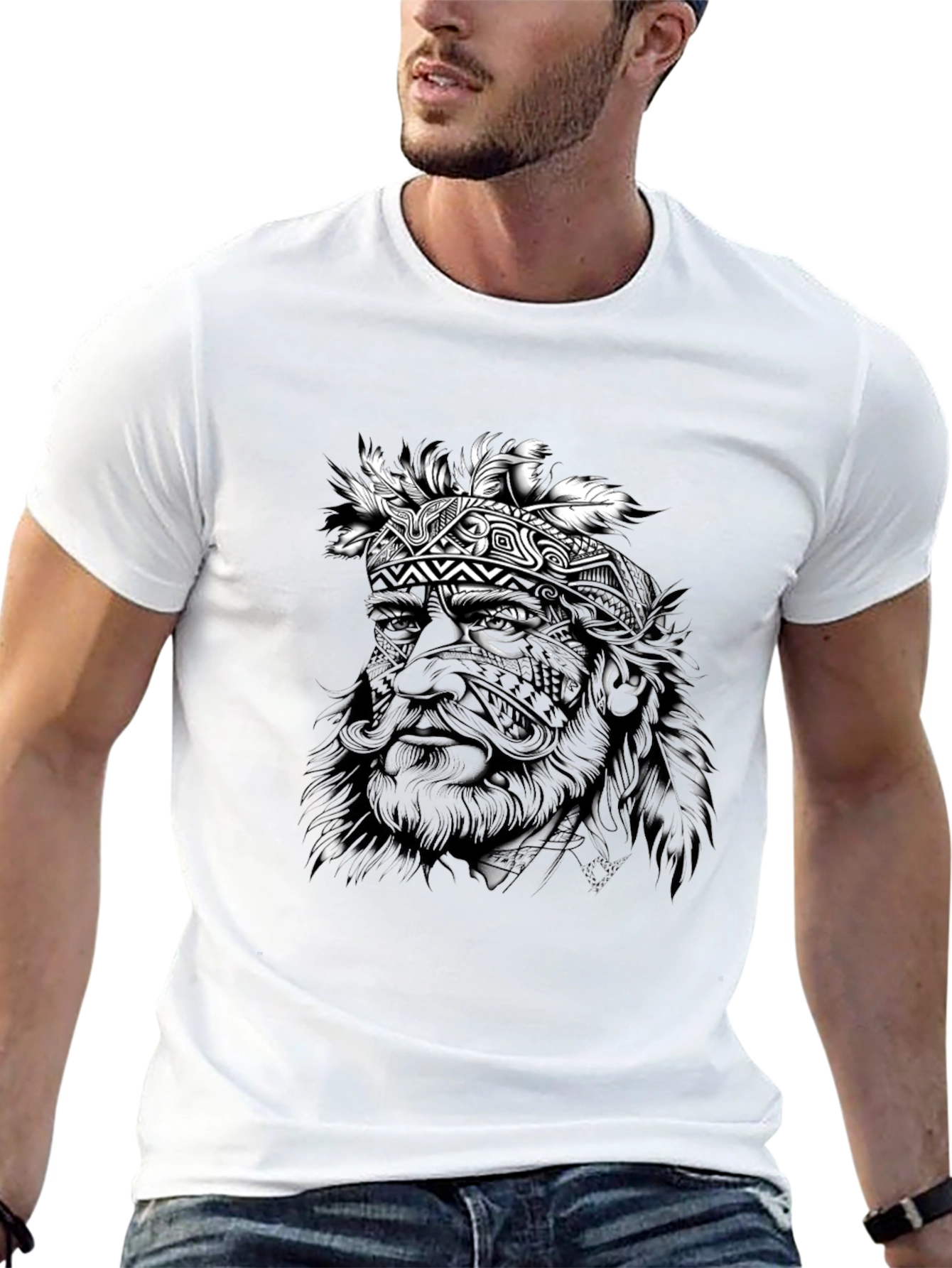 Tribal Chief Graphic Black T-Shirt