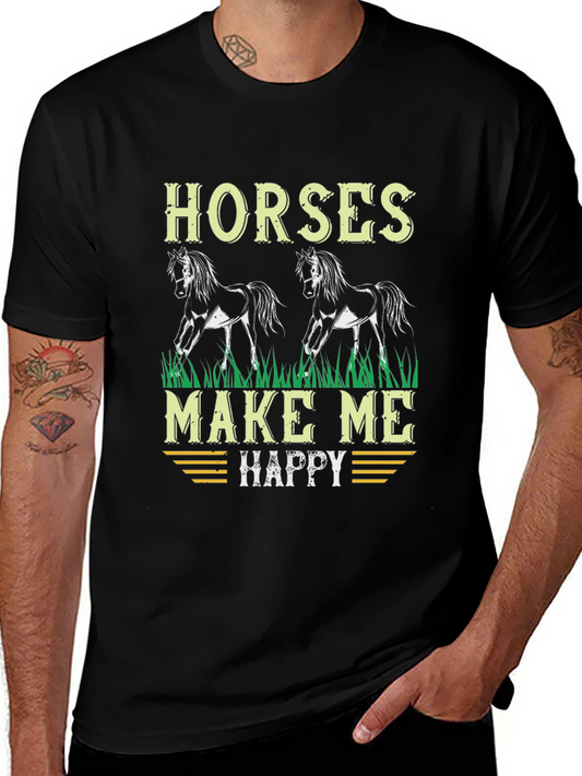 Horses Make Me Happy Graphic T-Shirt