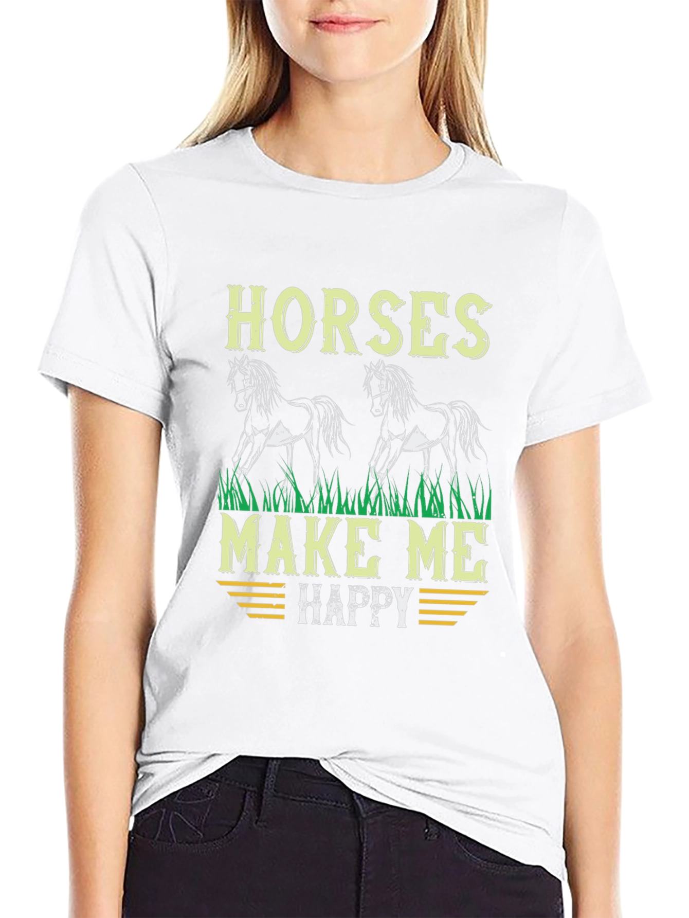 Horses Make Me Happy Graphic T-Shirt