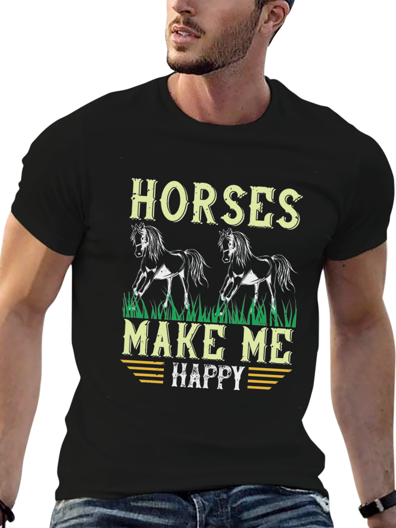 Horses Make Me Happy Graphic T-Shirt