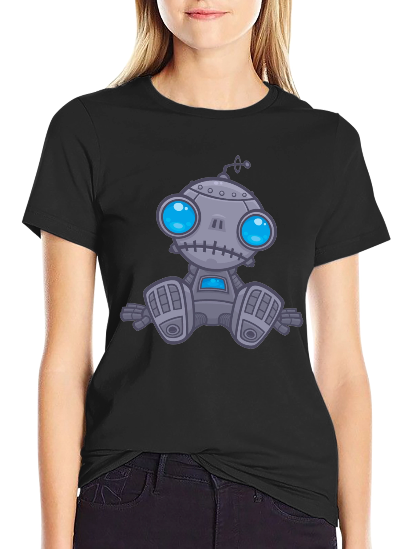 Robot Graphic Tee - Cute Cartoon Style