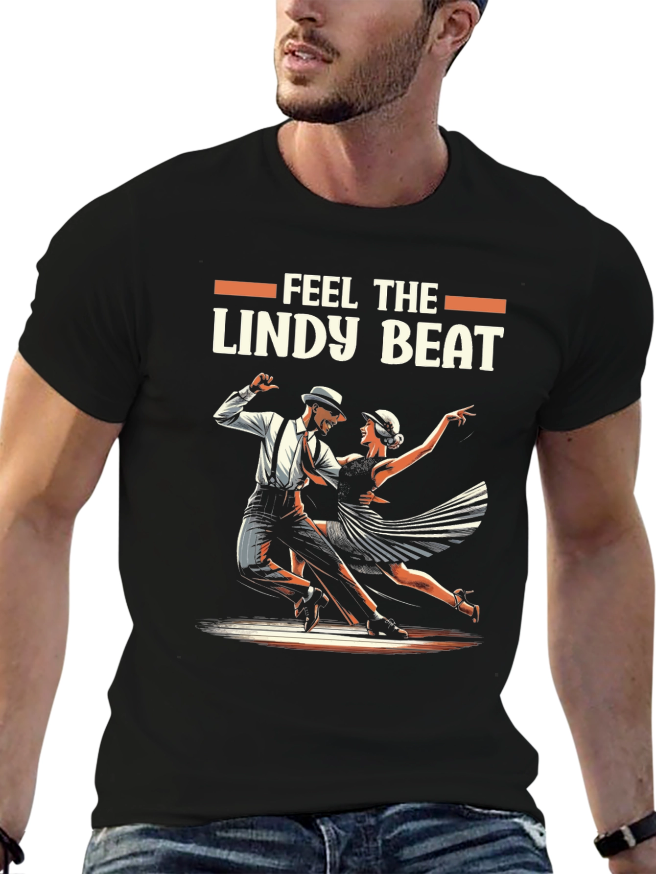 Feel The Lindy Beat Black Graphic Tee