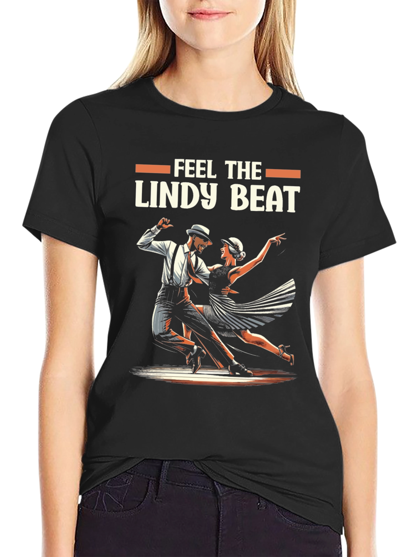 Feel The Lindy Beat Black Graphic Tee