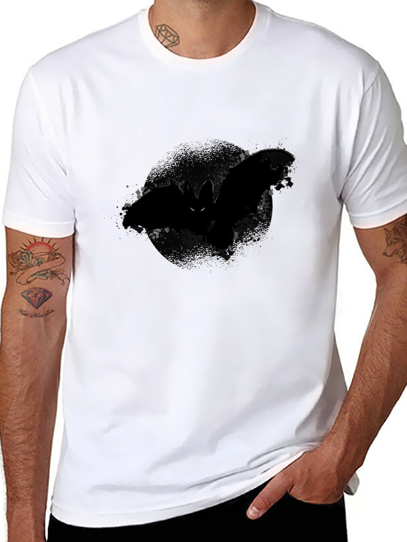 Mens Black Bat Graphic Tee