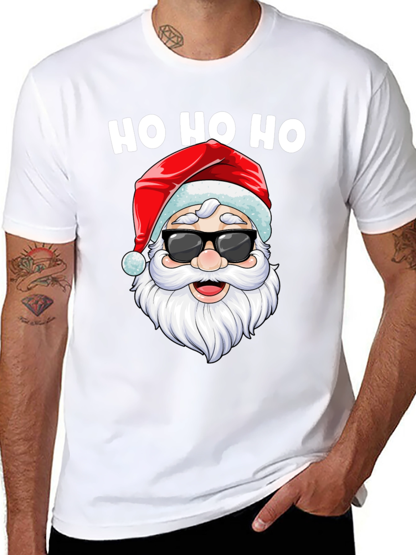 Cool Santa Ho Ho Ho Black Tee