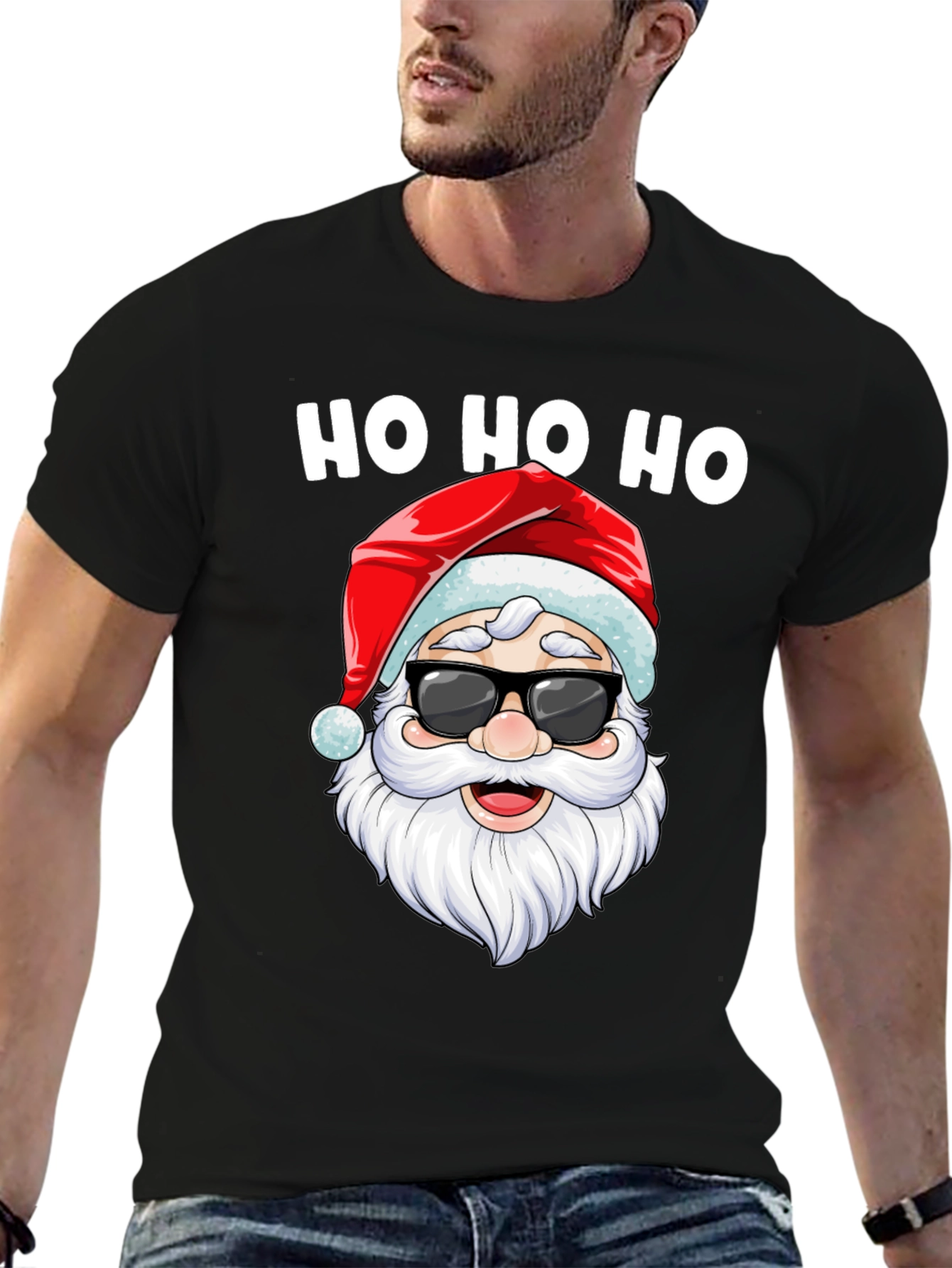 Cool Santa Ho Ho Ho Black Tee