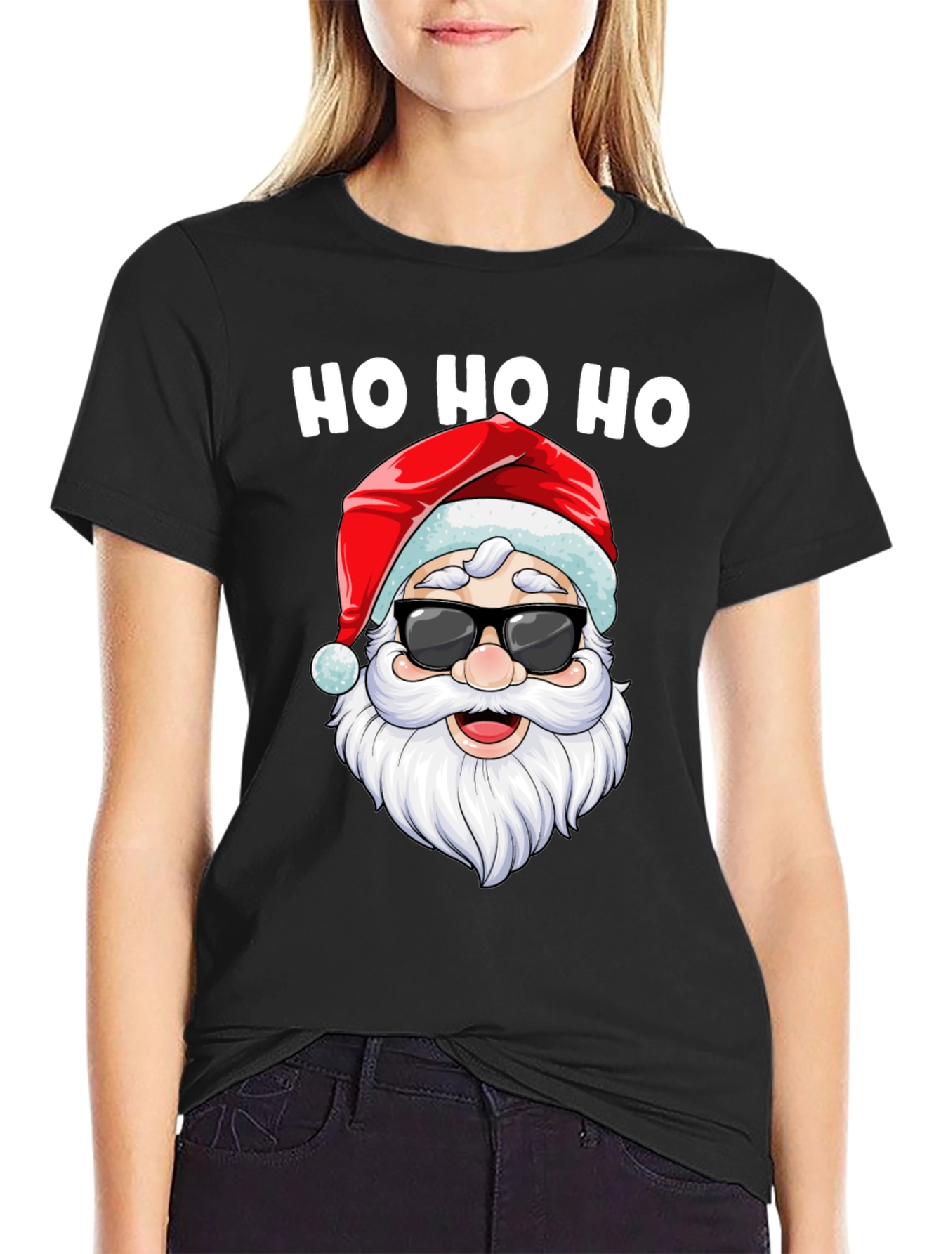 Cool Santa Ho Ho Ho Black Tee