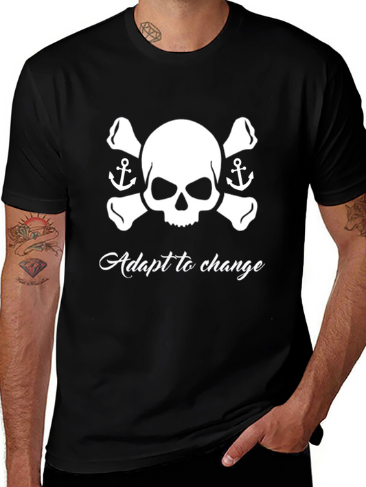 Adapt To Change Skull & Anchor Graphic Tee - Black