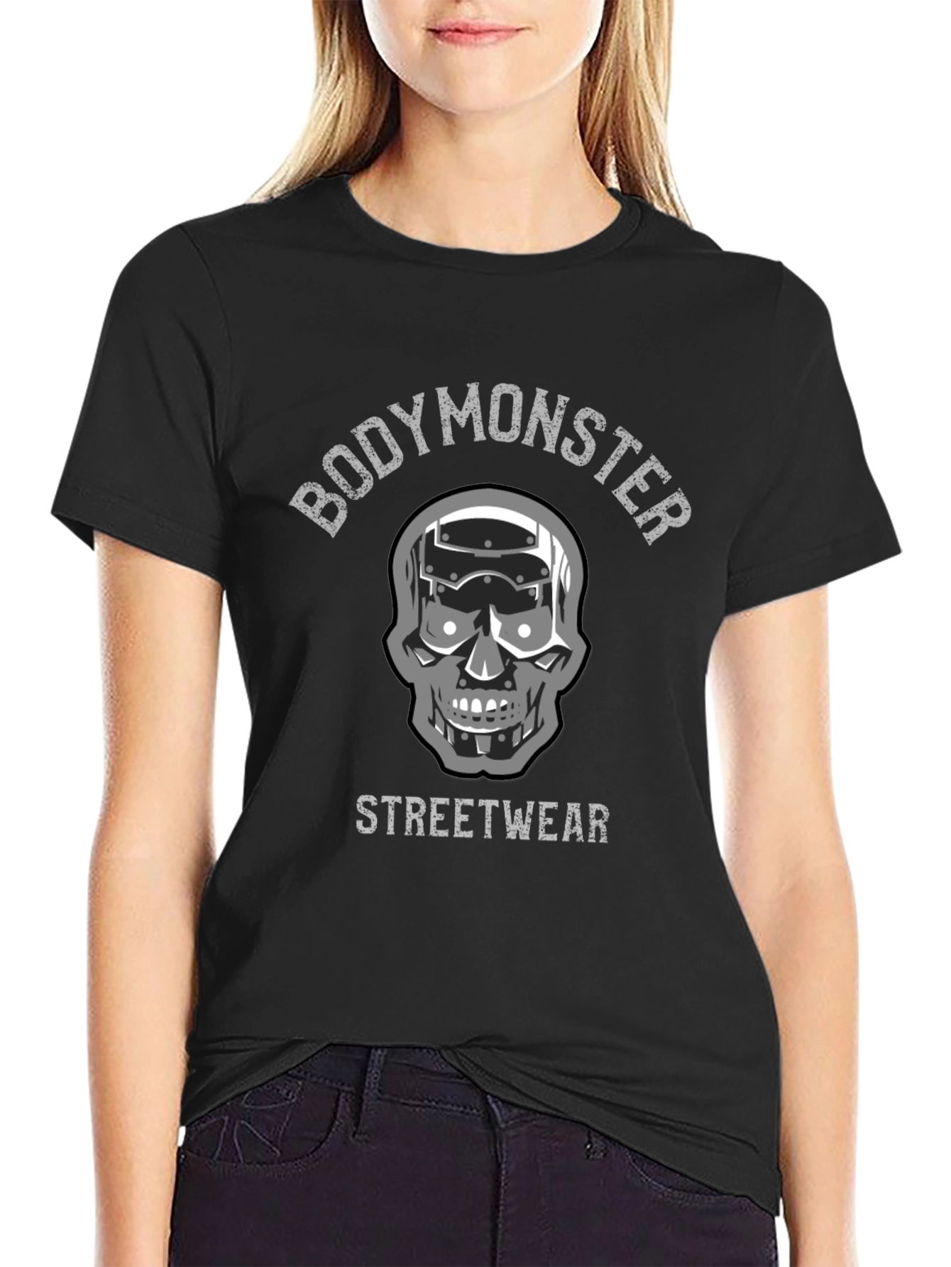 Body Monster Streetwear Graphic Tee - Skull Robot Design