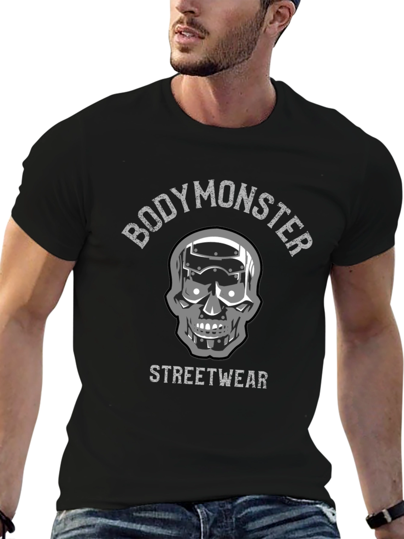 Body Monster Streetwear Graphic Tee - Skull Robot Design