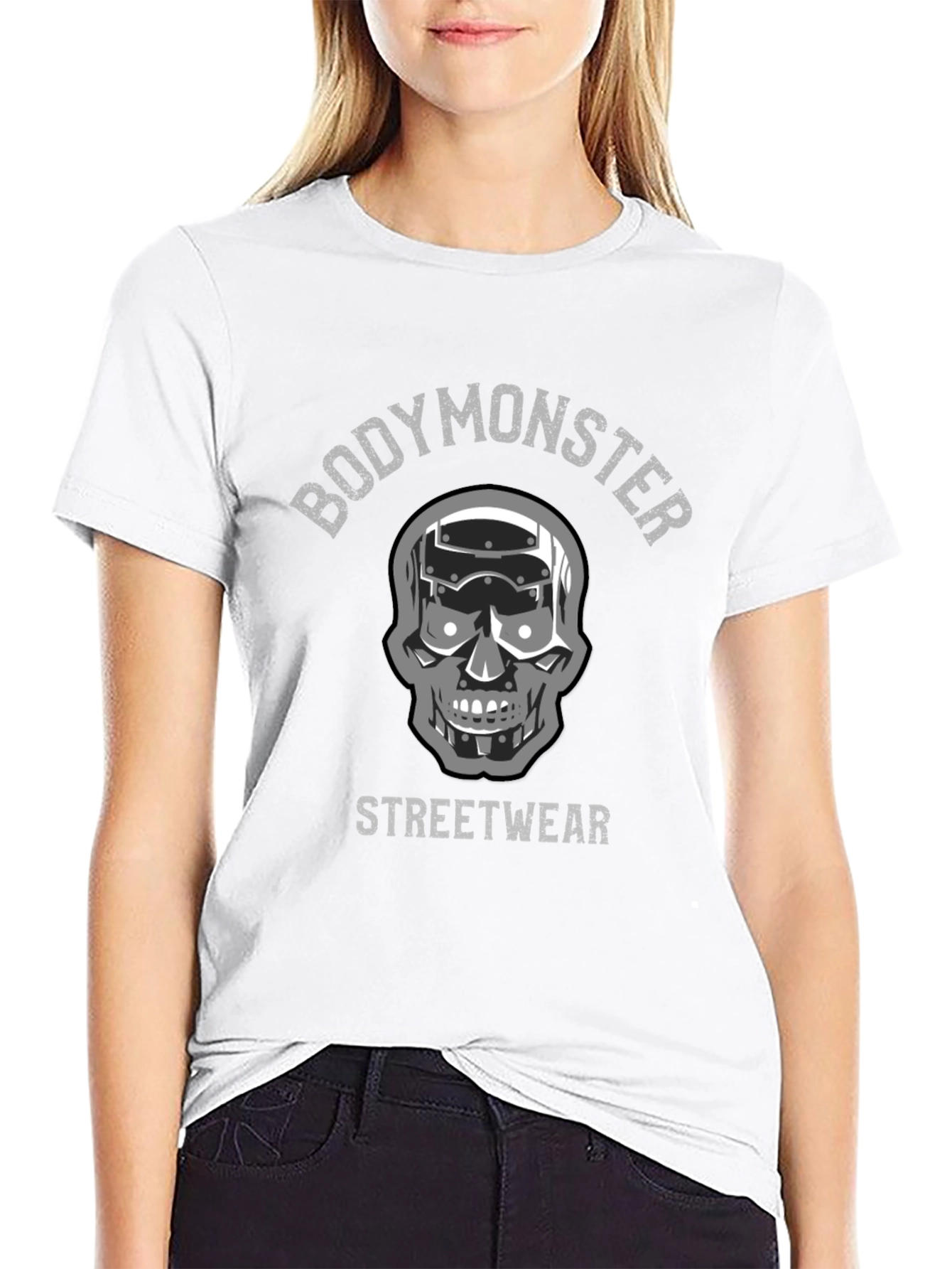 Body Monster Streetwear Graphic Tee - Skull Robot Design