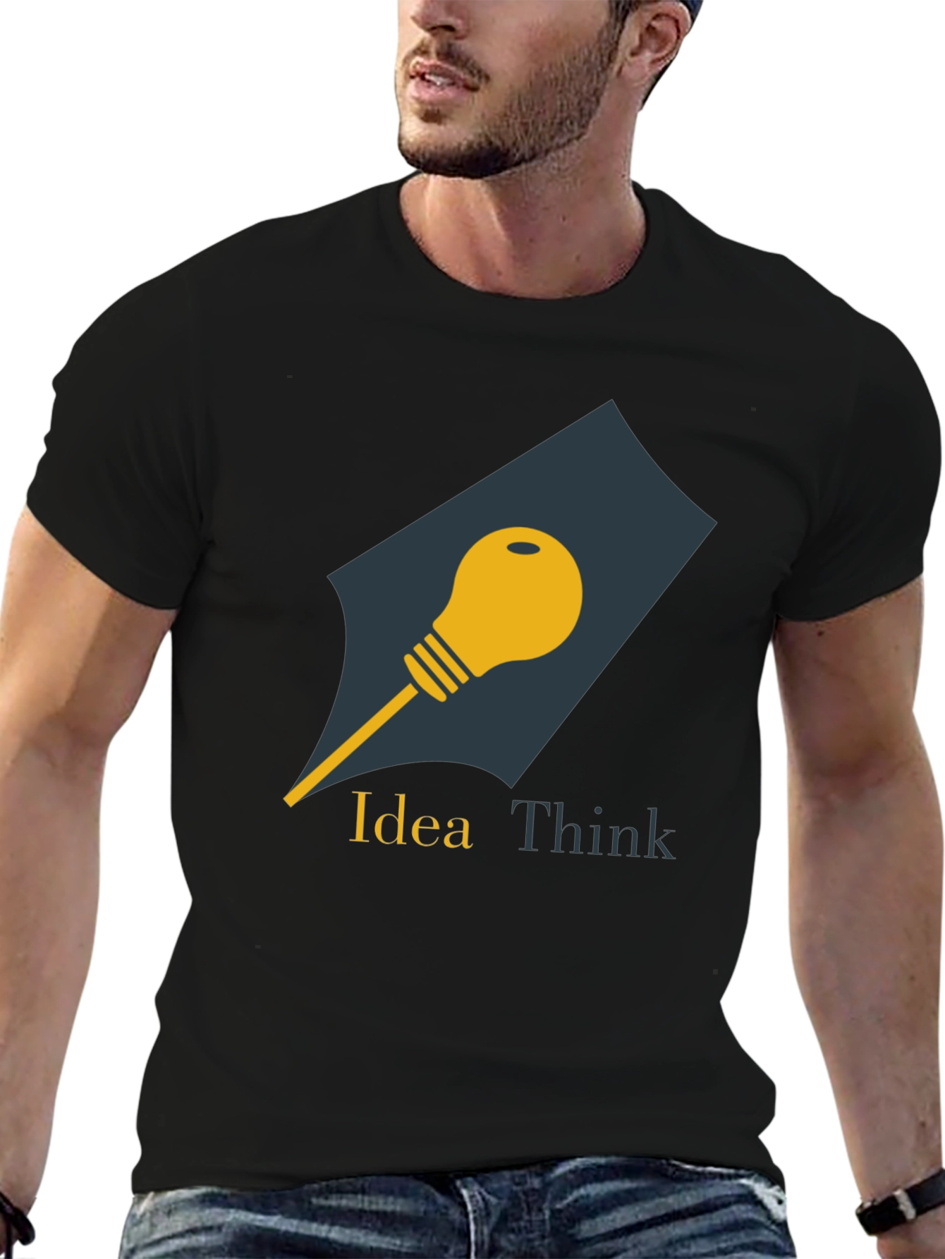 Idea Think Graphic Tee - Mens Black Cotton T-Shirt