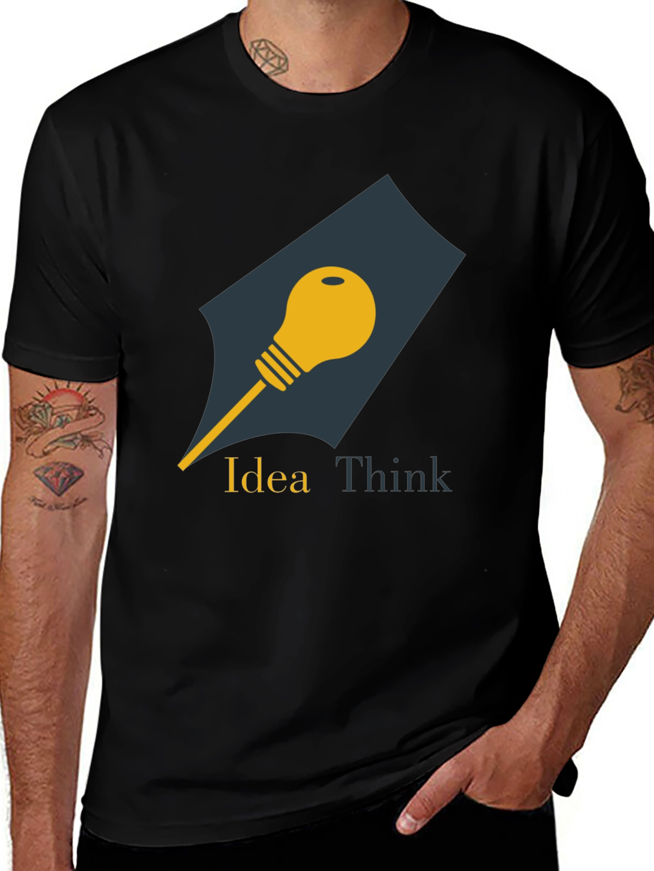 Idea Think Graphic Tee - Mens Black Cotton T-Shirt
