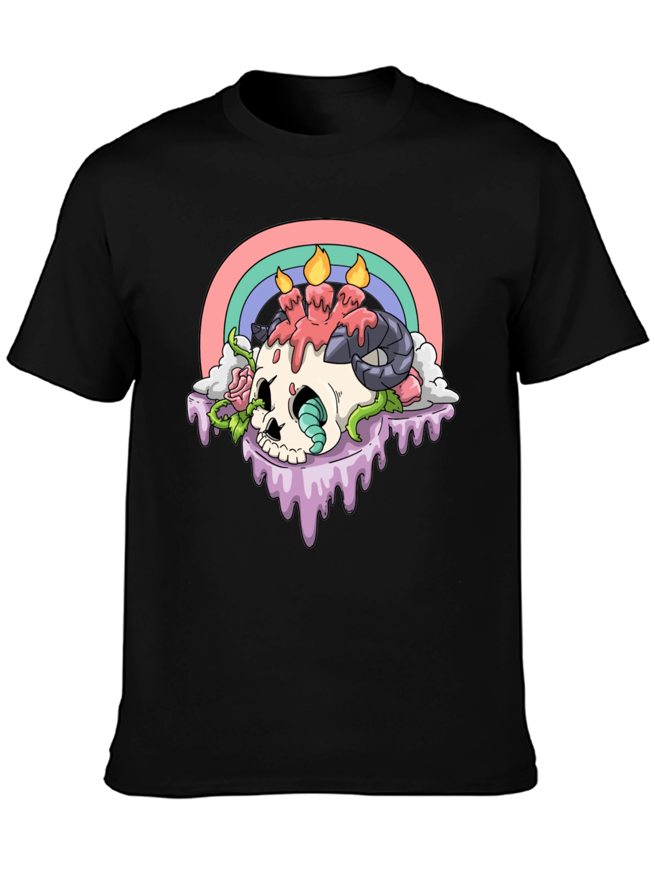 Skull Candle Rainbow Graphic Tee