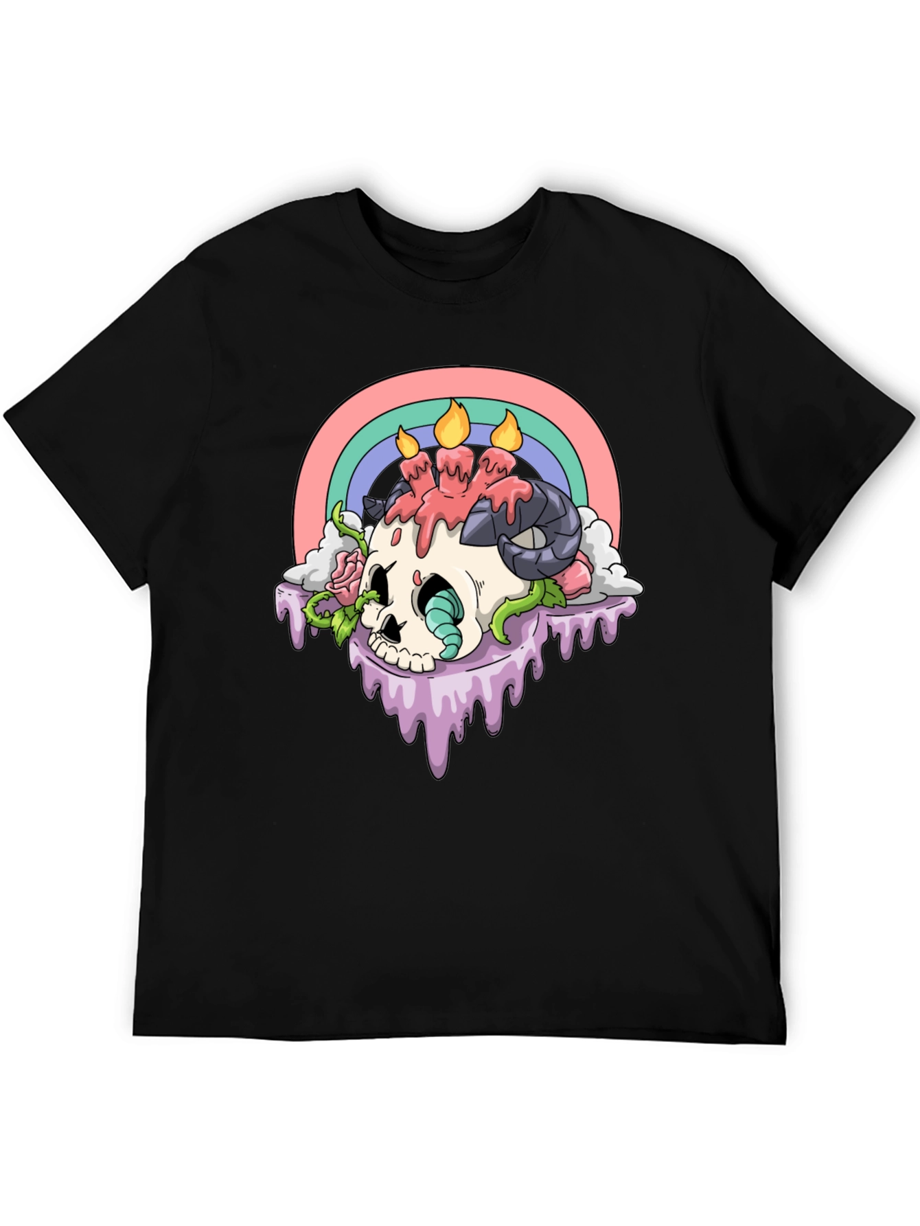 Skull Candle Rainbow Graphic Tee