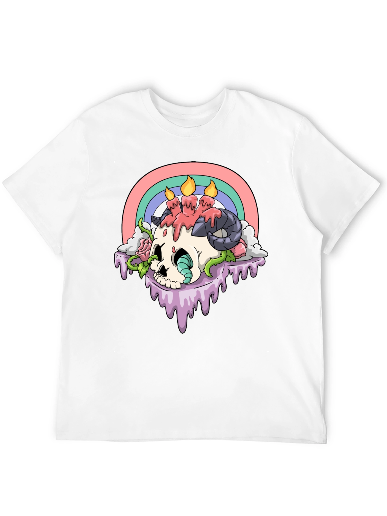 Skull Candle Rainbow Graphic Tee