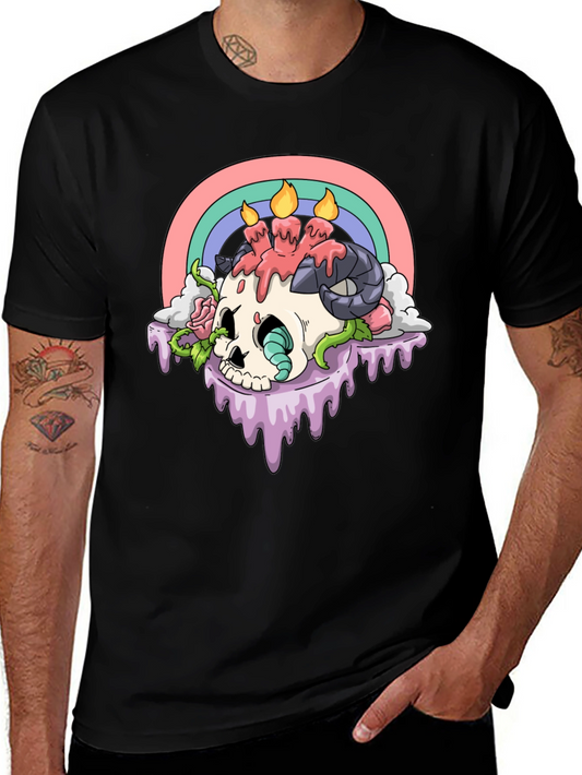 Skull Candle Rainbow Graphic Tee