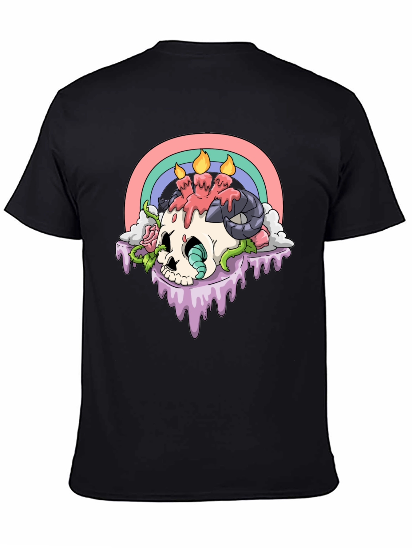 Skull Candle Rainbow Graphic Tee