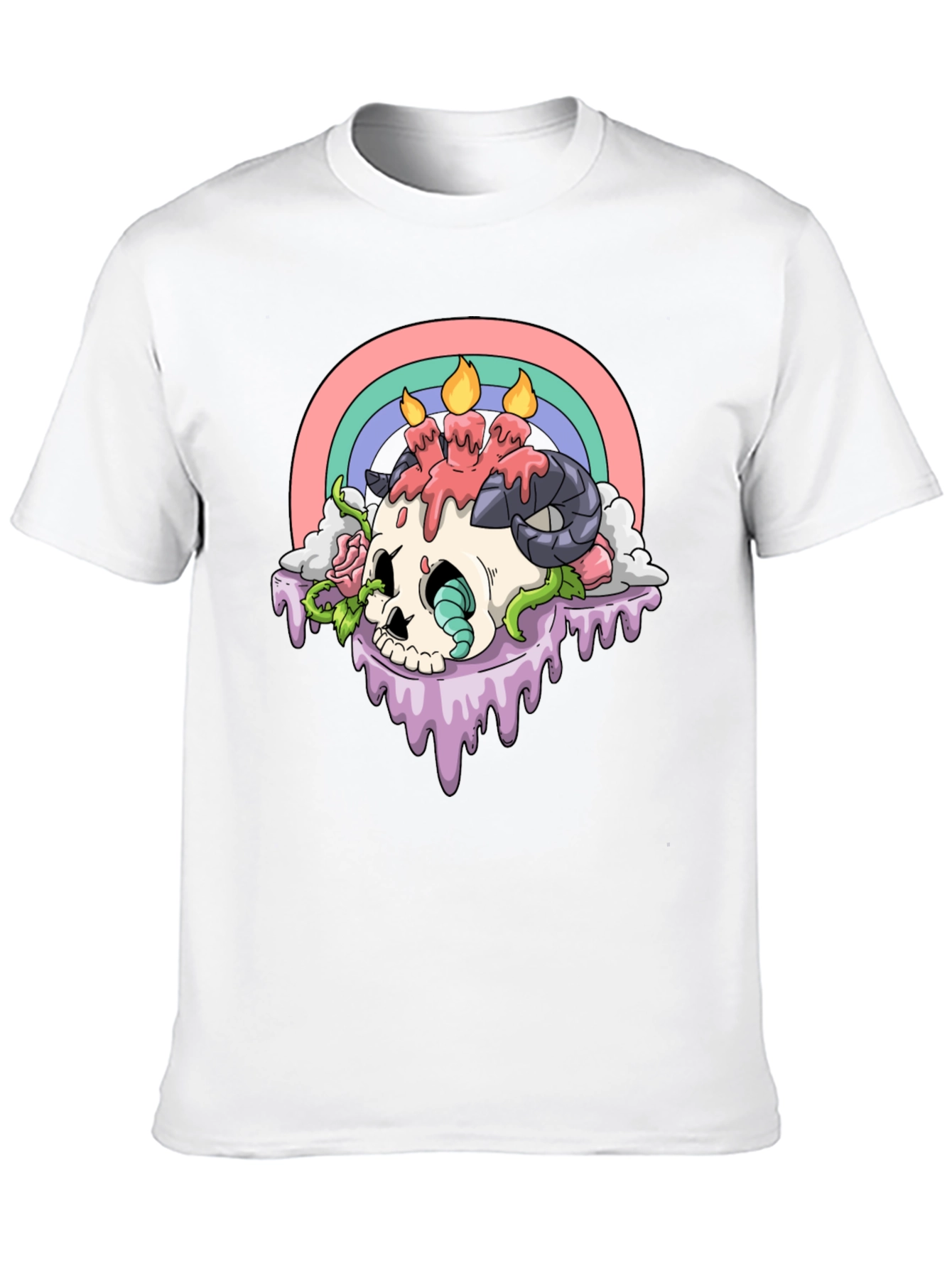 Skull Candle Rainbow Graphic Tee