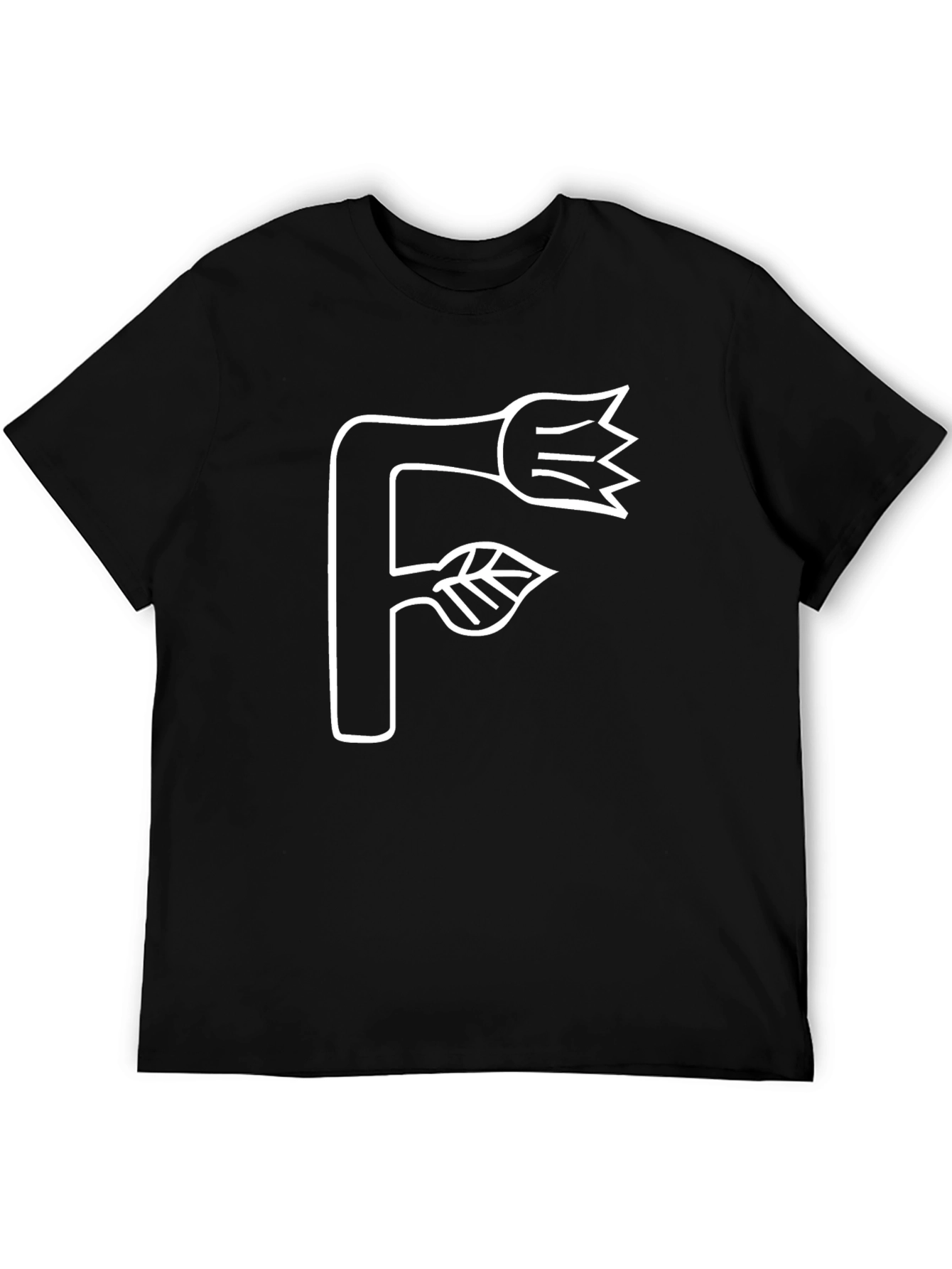 Floral F Graphic T-Shirt - Black