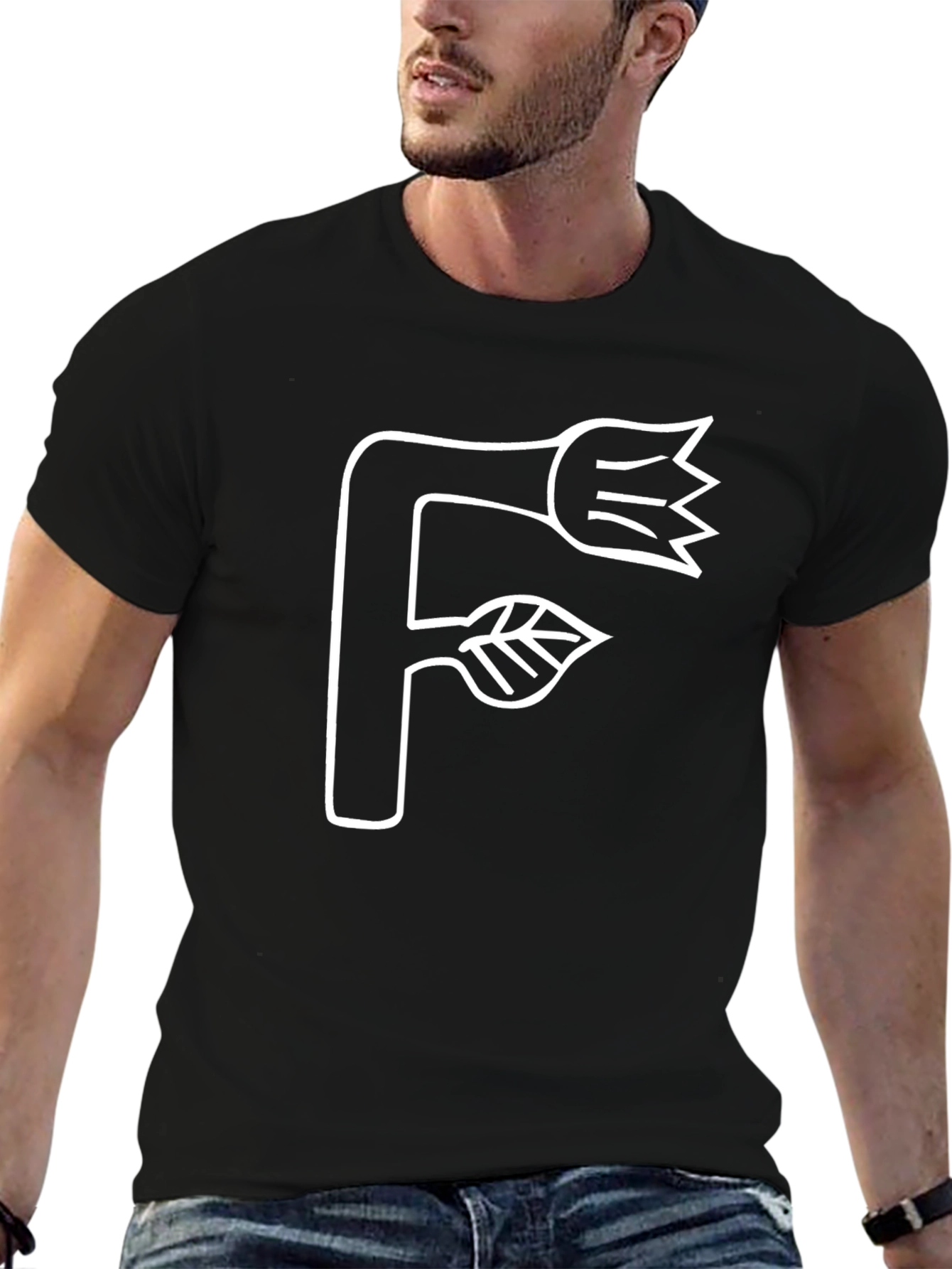 Floral F Graphic T-Shirt - Black