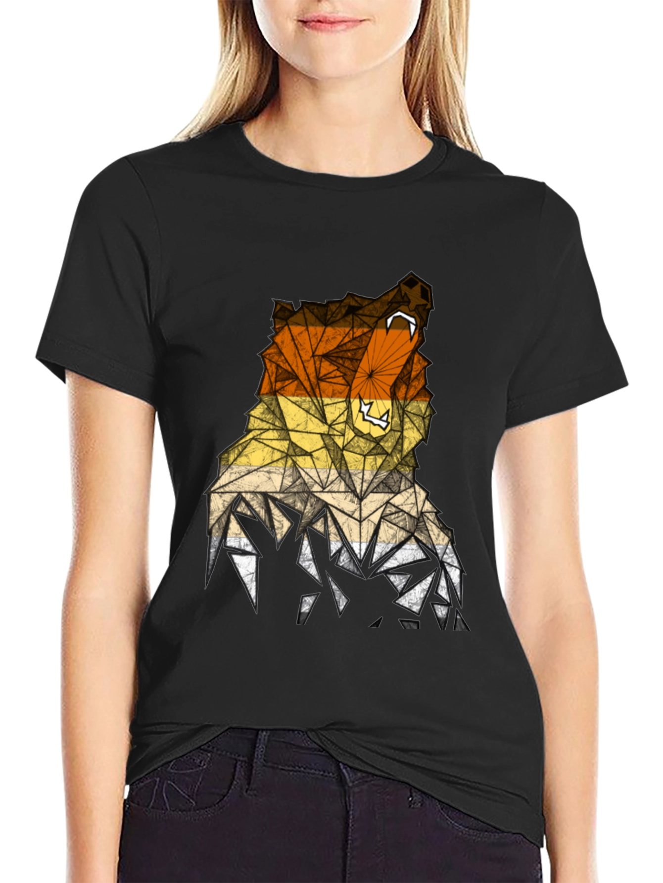 Geometric Bear Graphic Tee - Mens Black T-Shirt
