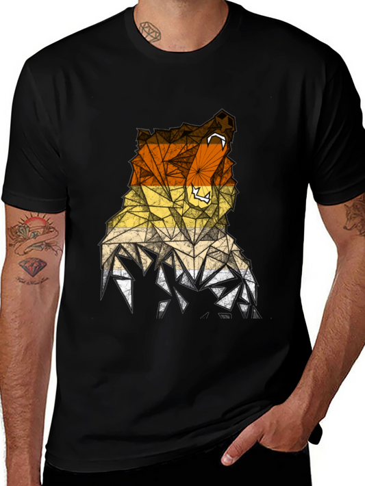 Geometric Bear Graphic Tee - Mens Black T-Shirt