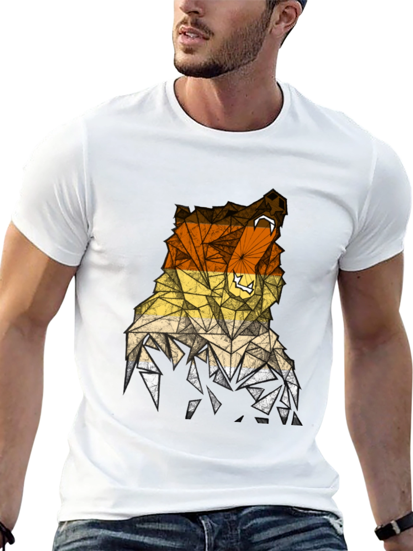 Geometric Bear Graphic Tee - Mens Black T-Shirt