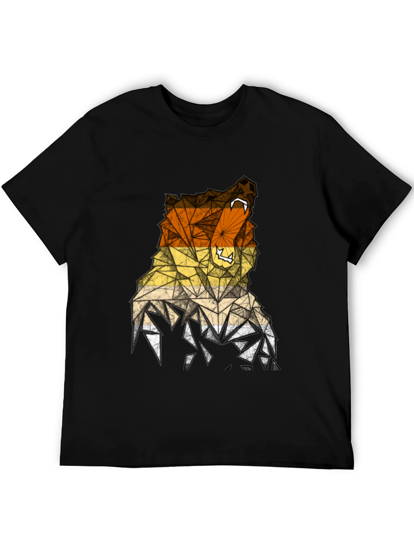 Geometric Bear Graphic Tee - Mens Black T-Shirt