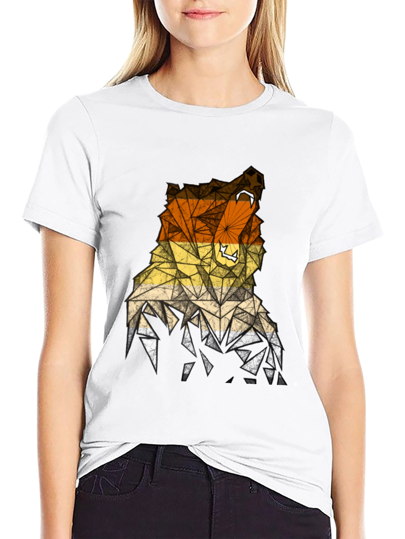 Geometric Bear Graphic Tee - Mens Black T-Shirt